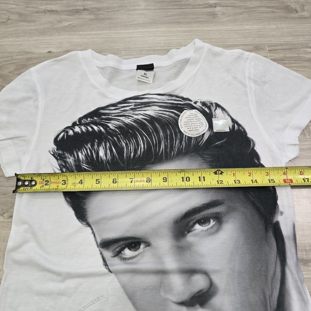 Elvis Presley Big Face Graphic Print White Shirt 2015 Youth XL - Picture 7 of 10